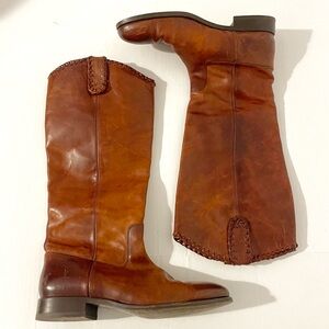 Frye Melissa Whip Tall Pull On Boots Size 9.5 Distressed Brown Leather Riding